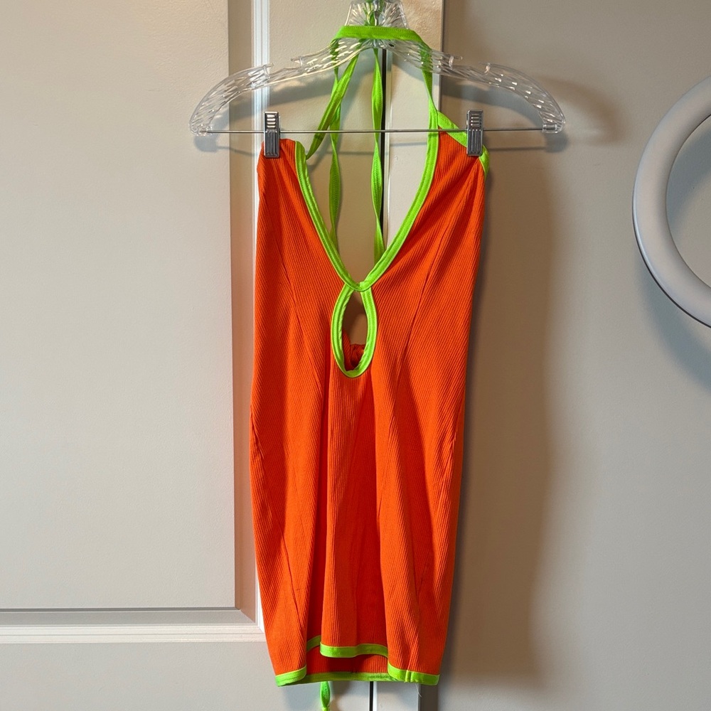 Orange and Green Halter Top